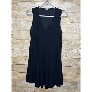 OLD NAVY PLEATED BLACK FLOWY CASUAL ROOMY LOOSE FIT SWING DRESS SIZE MEDIUM